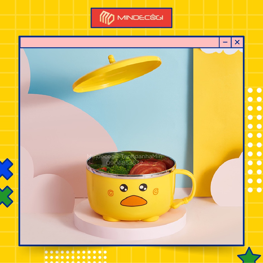 Bát Úp Mì, Tô Đựng Canh - Lõi Inox 304 Hình Vịt Siêu Yêu