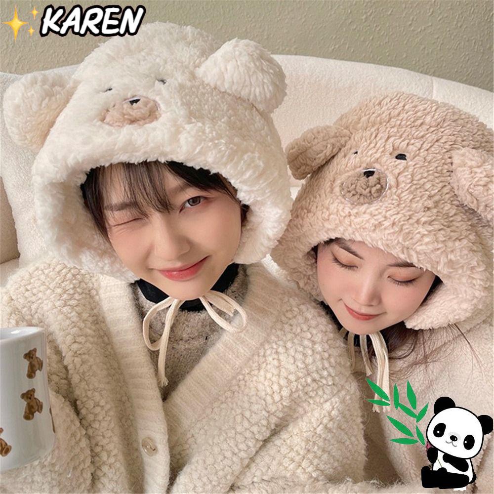 Mũ Len Tai Gấu Dễ Thương Cho Nữ