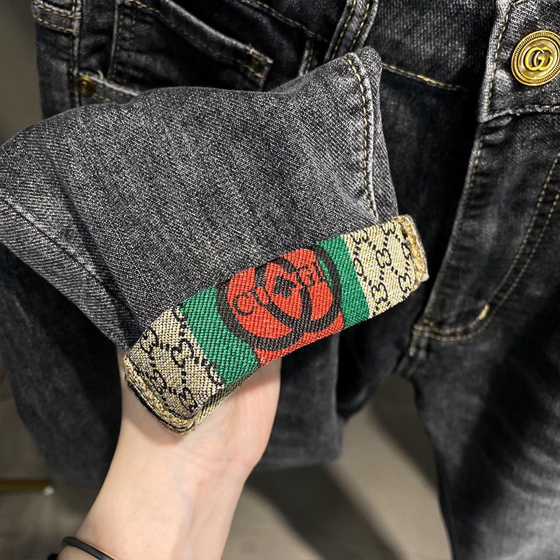 Quần Jean Dài Dáng Ôm Màu Sáng Kiểu Retro Thời Trang Cao Cấp Cho Nam