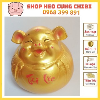 Lợn đất Heo đất tiết kiệm Tài Lộc size to màu vàng đồng ánh kim sang trọng. lợn ông địa