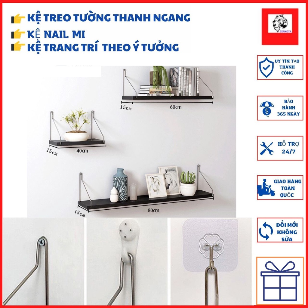 Giá Treo Tường Gỗ MDF Lõi Xanh, Khung Móc INOX Cao Cấp Trang Trí Trong Gia Đình, Quán Baz Cafe, Chung Cư, Khách Sạn