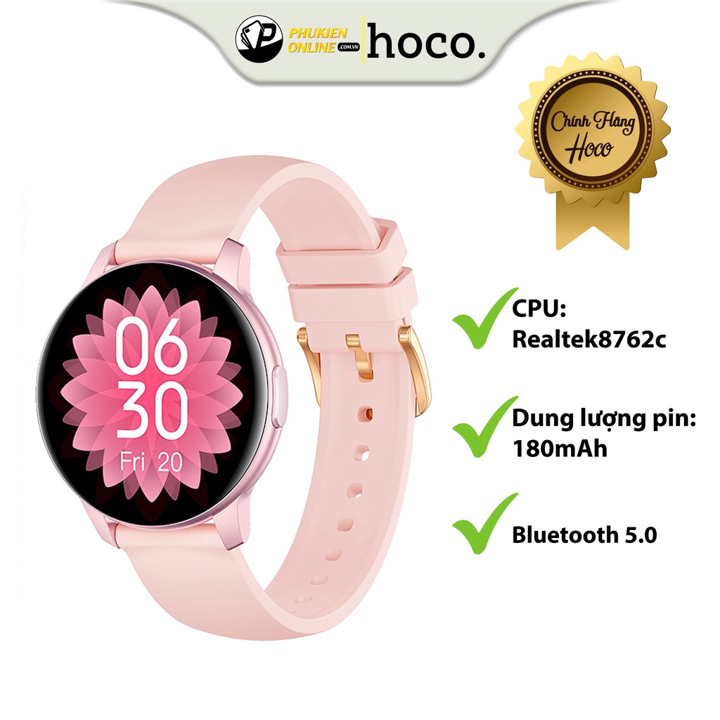 Đồng Hồ Thông Minh Smartwatch Hoco Y6 Pink Gold, Thời Trang Nữ, Bluetooth 5.0, Theo Dõi Sức Khỏe, Chống Nước IP68.
