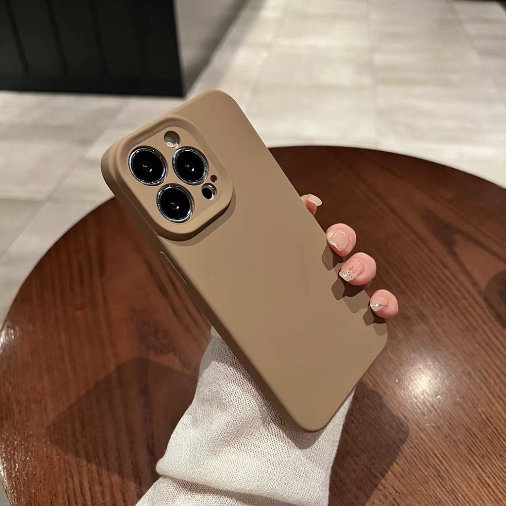 Ốp Điện Thoại silicone Mềm Màu Trơn Cho Iphone 14 13 12 11 Pro Max