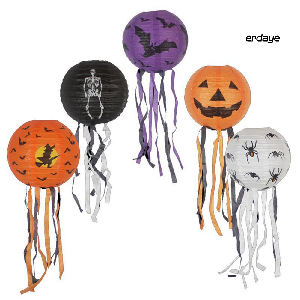 Lồng Đèn Giấy Hình Đầu Lâu Nhện / Bí Ngô Trang Trí Halloween