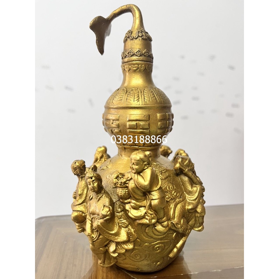 Hồ lô phong thủy bằng đồng vàng cao 20cm