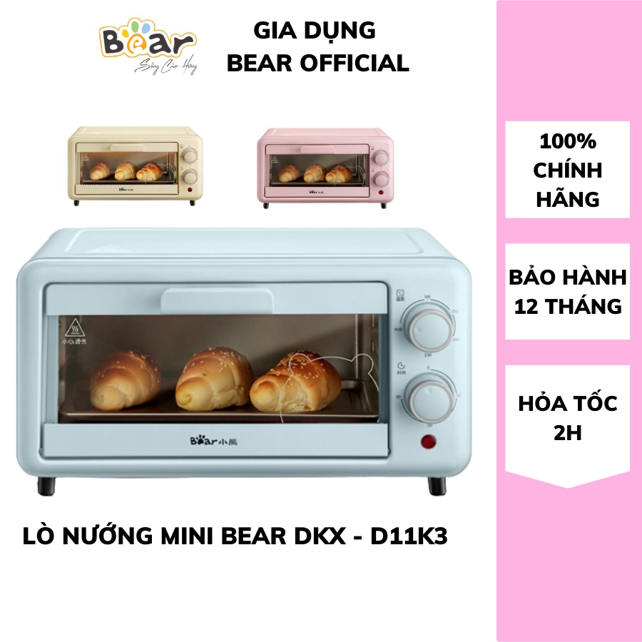 Lò Nướng Mini Điện Đa Năng BEAR 11L D11B1, Bếp nướng điện Mini Cho Gia Đình ( Công Suất 800W), Bảo hành 12Th