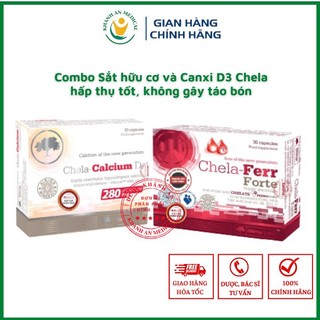 Combo Sắt Chela Ferr và Canxi Chela Calcium Cho Bà Bầu trẻ em người lớn thiếu hụt canxi, sắt Dược Khánh An D41