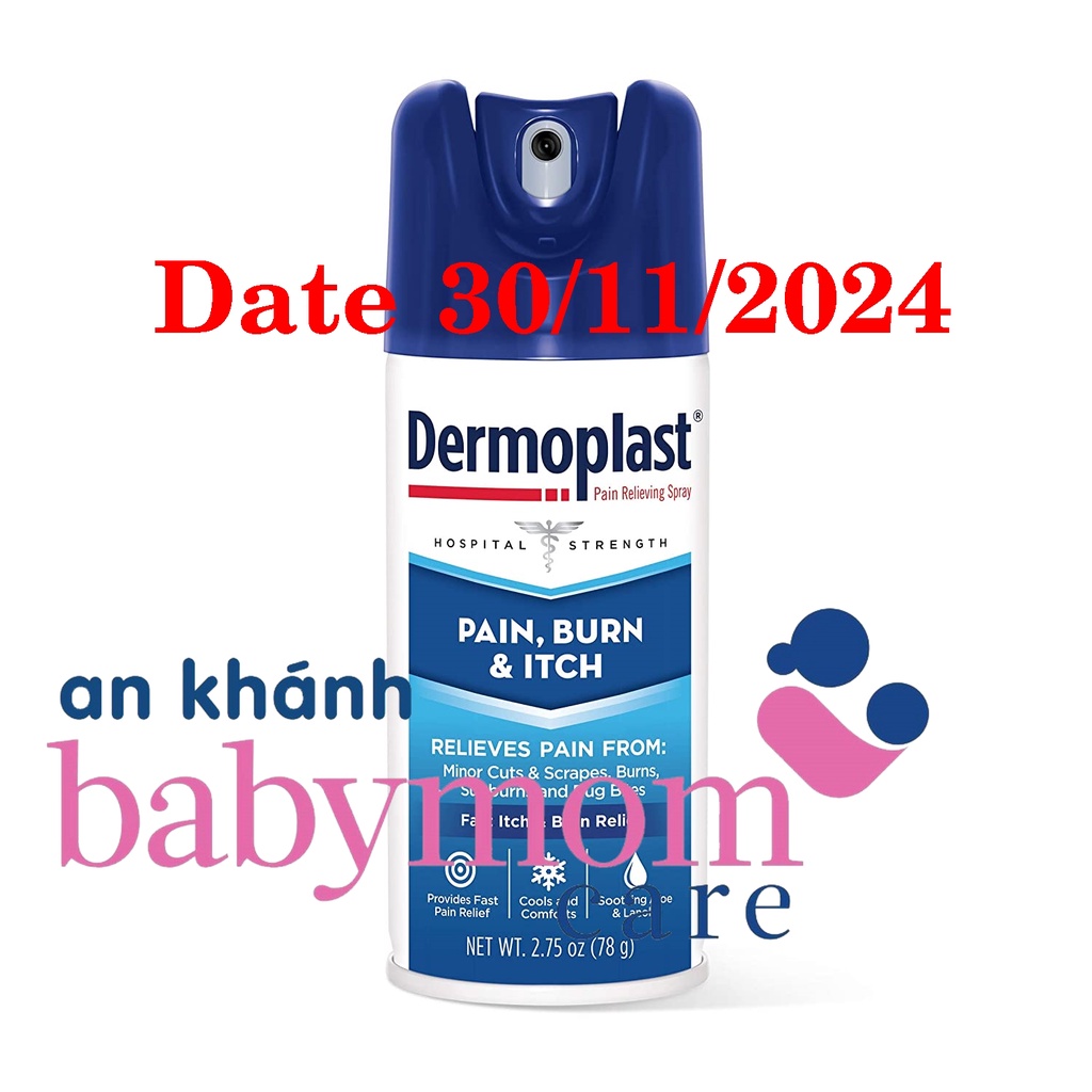 Hàng Mỹ - Bình xịt giảm đau Dermoplast nhanh lành vết thương - dùng cho vết mổ, vết rạch tầng môn sinh