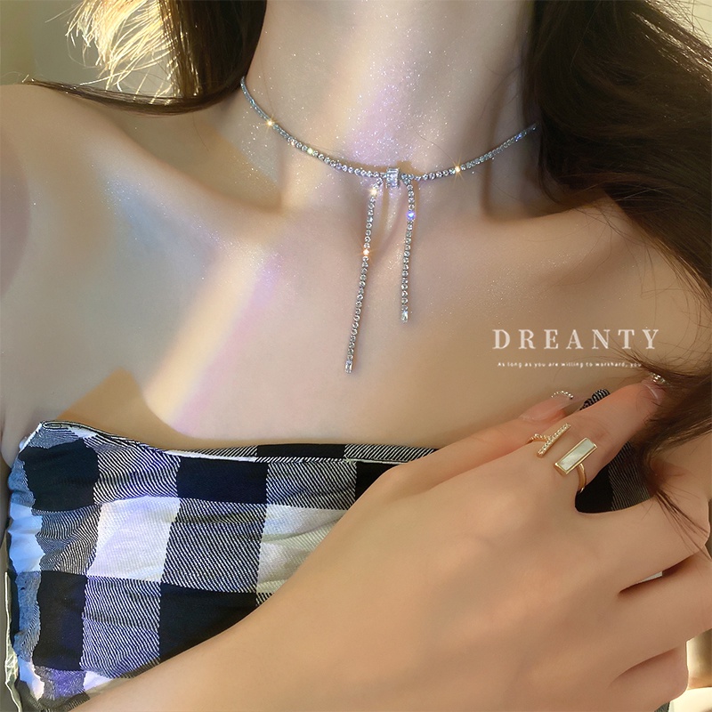 Dây Chuyền Mặt Nơ Đính Đá Zircon Sang Trọng Thời Trang