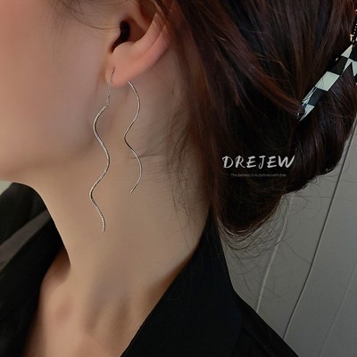 DREJEW Bông Tai Dáng Dài Phối Tua Rua Phong Cách Hàn Quốc Đơn Giản Thời Trang