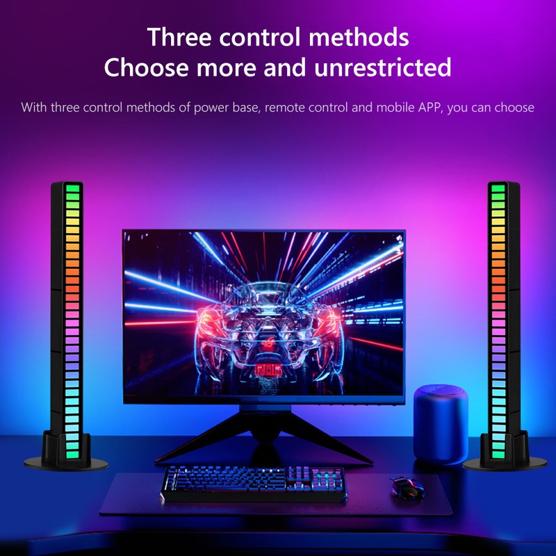 Đèn LED RGB điều khiển giọng nói bằng nhựa ABS có thể decor gắn trong xe hơi, để bàn máy tính - Đèn TikTok không APP