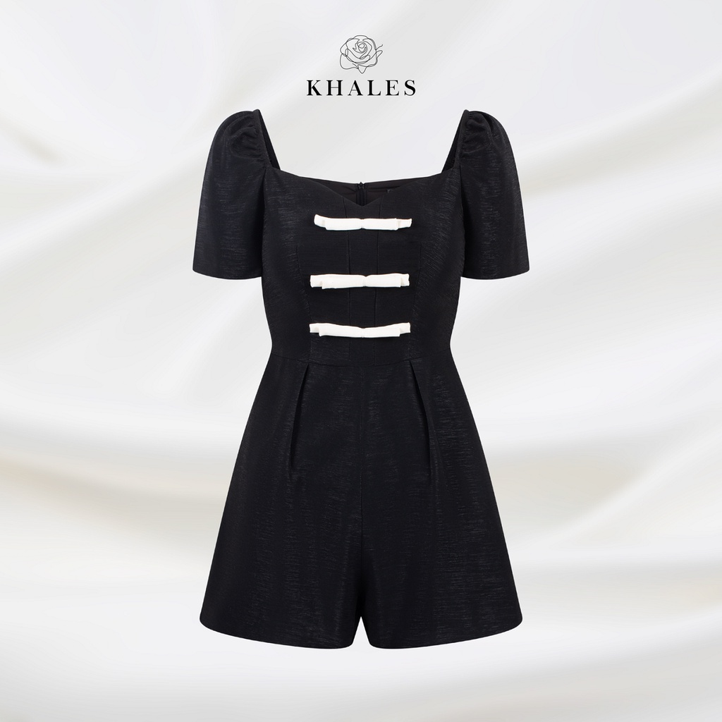 Set bộ KHALES Liber Jumpsuit quần short phối áo ngắn tay vải tarfta đen