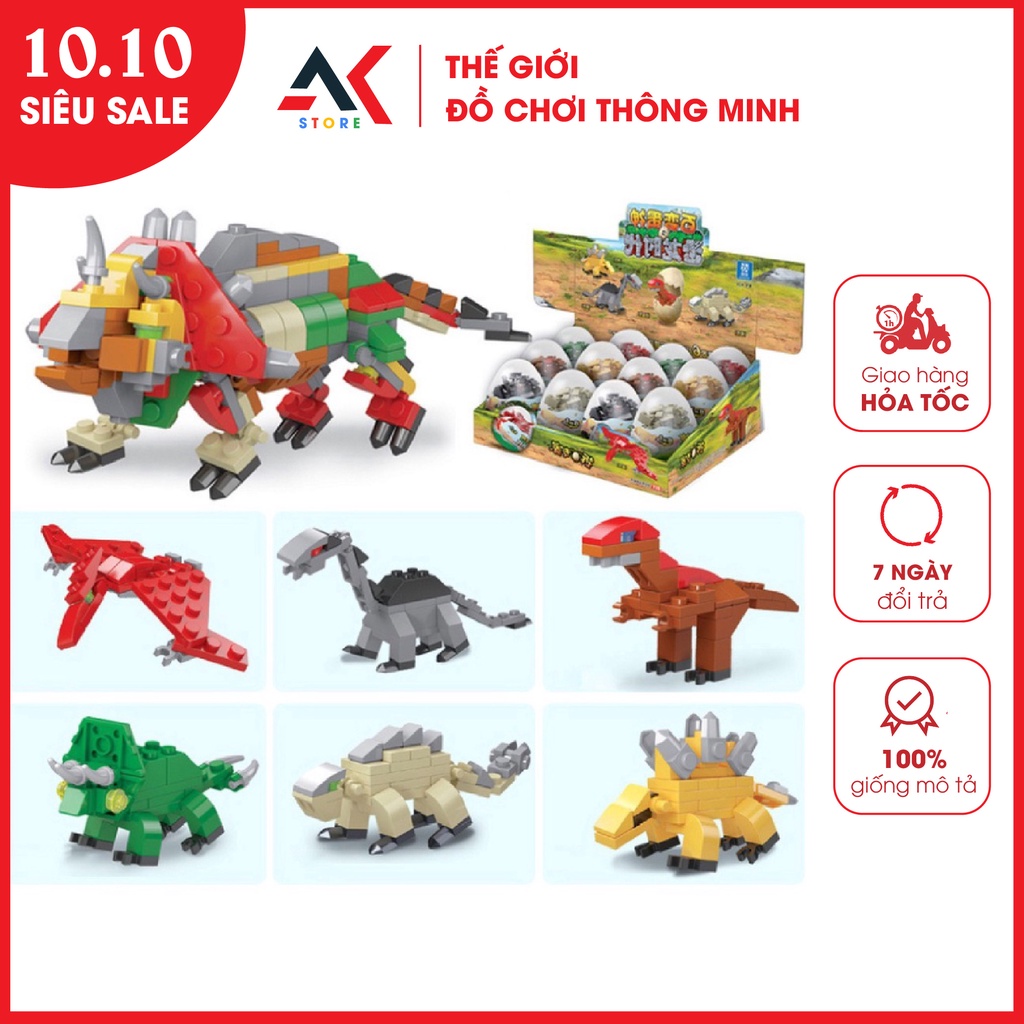 Trứng Lego Xếp Hình Khủng Long, Tàu Hỏa, Con Vật Giúp Bé Phát Triển Trí Não