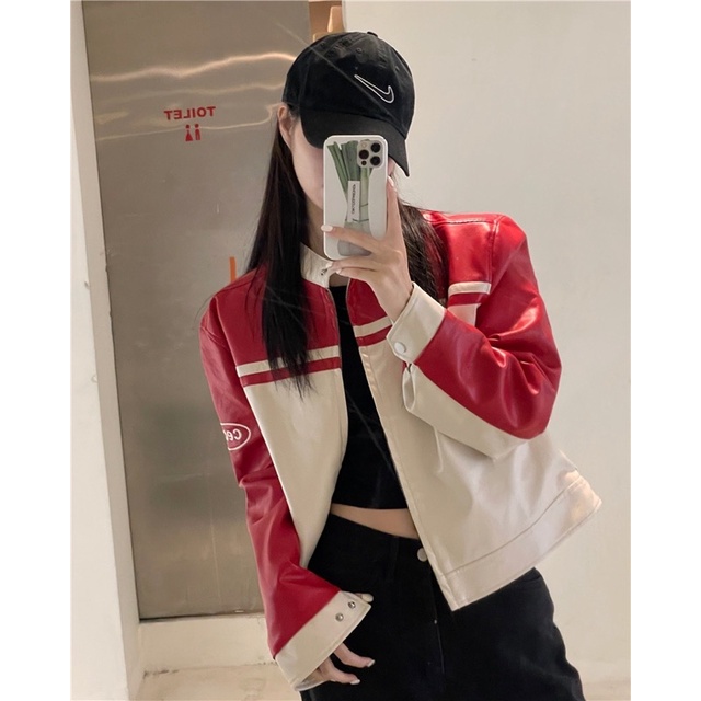 TKLIHN Áo khoác Da Ulzzang phong cách SPORTY GIRL Y2K hot TREND 2022