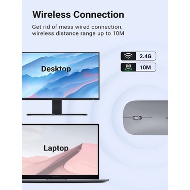 Chuột không dây 2.4G Silent Click Ugren 90373 Cao cấp - Hàng chính hãng
