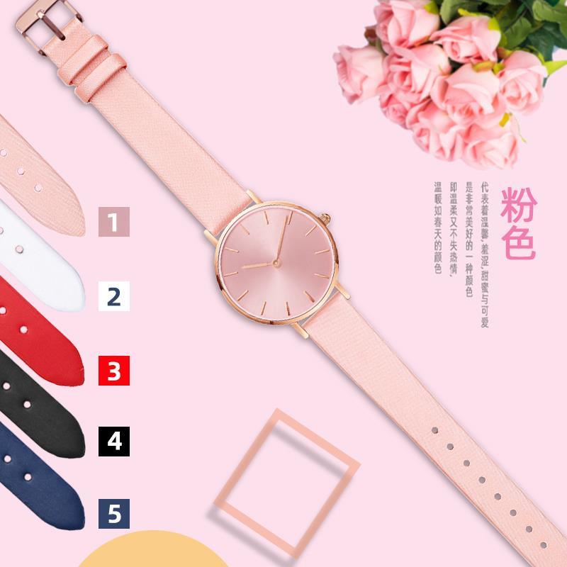 Đồng Hồ Đeo Tay DW Casio Armani AR1958 Màu Hồng Với Dây Da Lụa Trắng Cho Nữ Sinh