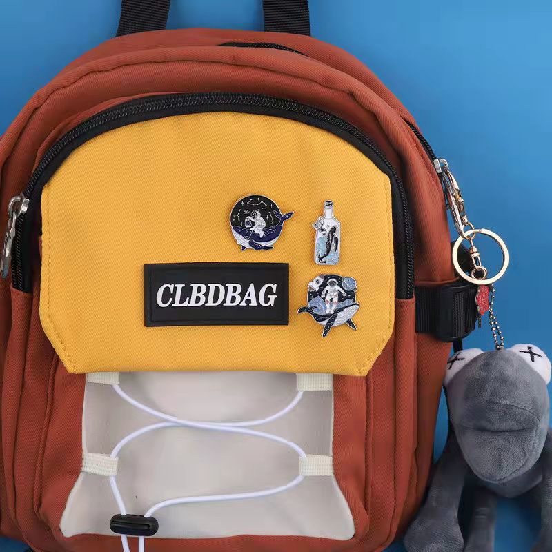 Huy Hiệu Cài Áo Hình Cá Voi Phi Hành Gia Hoạt Hình Đáng Yêu Bằng Kim Loại