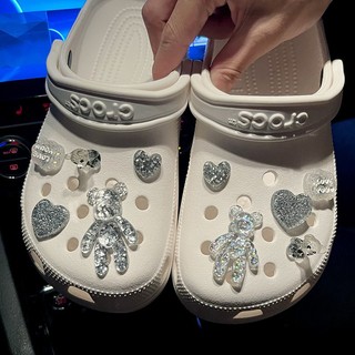 10pcs 3D bling bling con gấu Phụ Kiện Jibbit sticker set Trang Trí Giày Hình Gấu Pha Lê Dễ Thương diy crocs charm