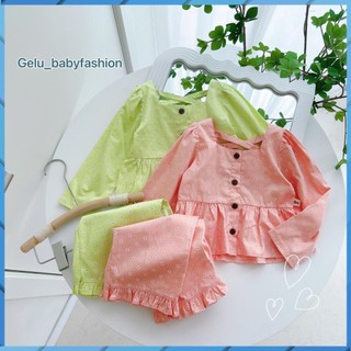 Bộ dài tay cho bé gái, bộ bé gái chất liệu cotton thô mềm, bộ đồ cho bé mặc nhà thu đông GLB052 55k