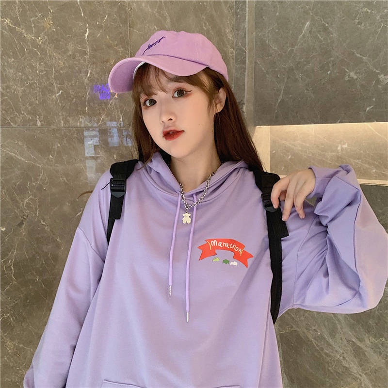 ZHELIHANGFEI Áo len tay dài rộng in hình cá tính thời trang