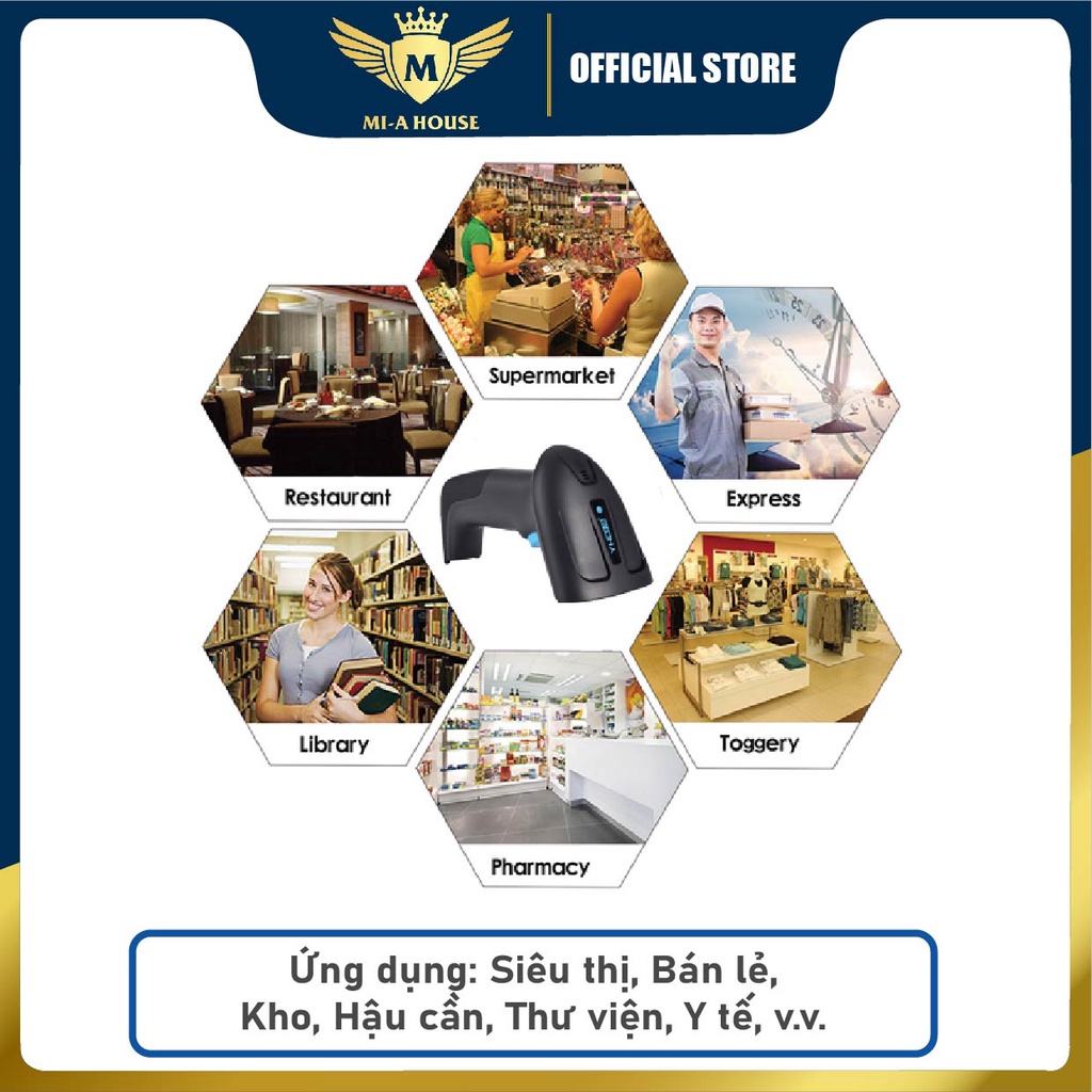 Máy bắn mã vạch không dây YHD 6200DW 2D, Máy quét mã vạch Barcode(1D) Qrcode(2D), Đầu đọc mã vạch dùng trên Laptop, PC