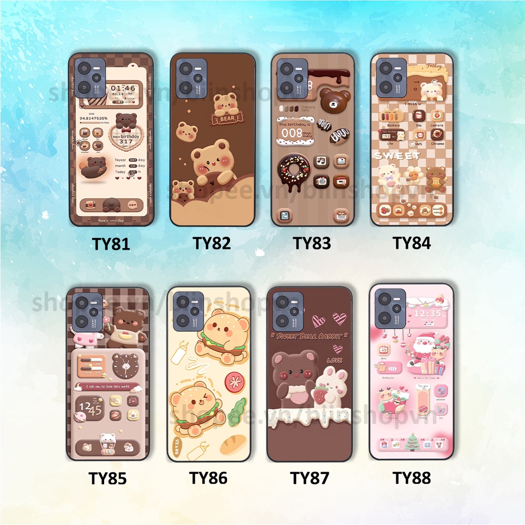 Ốp Realme C35 in hình gấu chocolate kẹo ngọt siêu đẹp siêu xinh