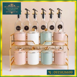 Bộ đồ đựng gia vị nhà bếp gốm sứ phong cách trang nhã hiện đại