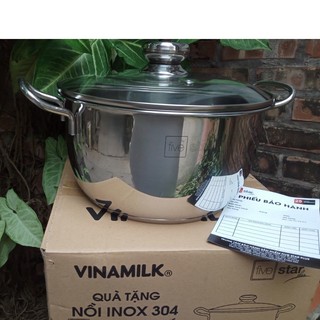 Nồi 24 cm five star vung kính Nồi inox 3 đáy Five Star