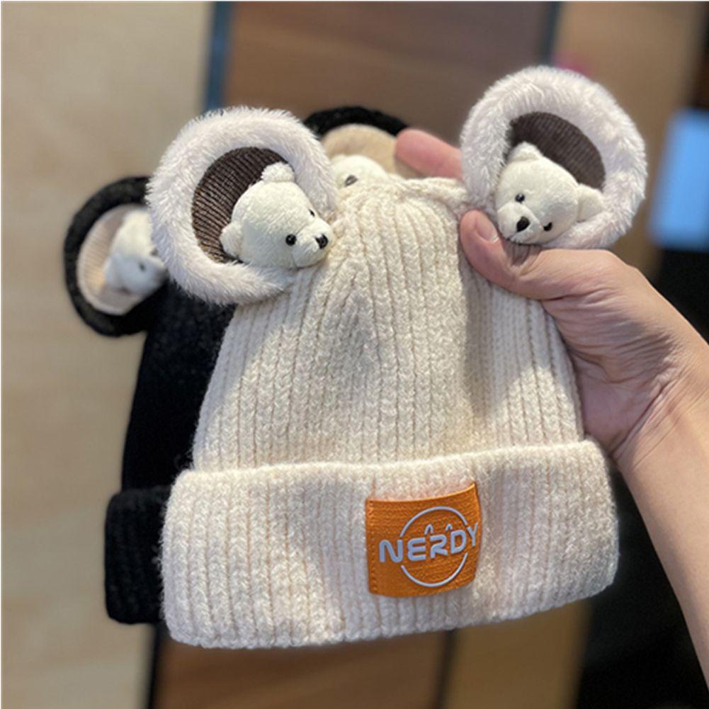 Mũ Beanie Đính Tai Gấu Dễ Thương Cho Nữ