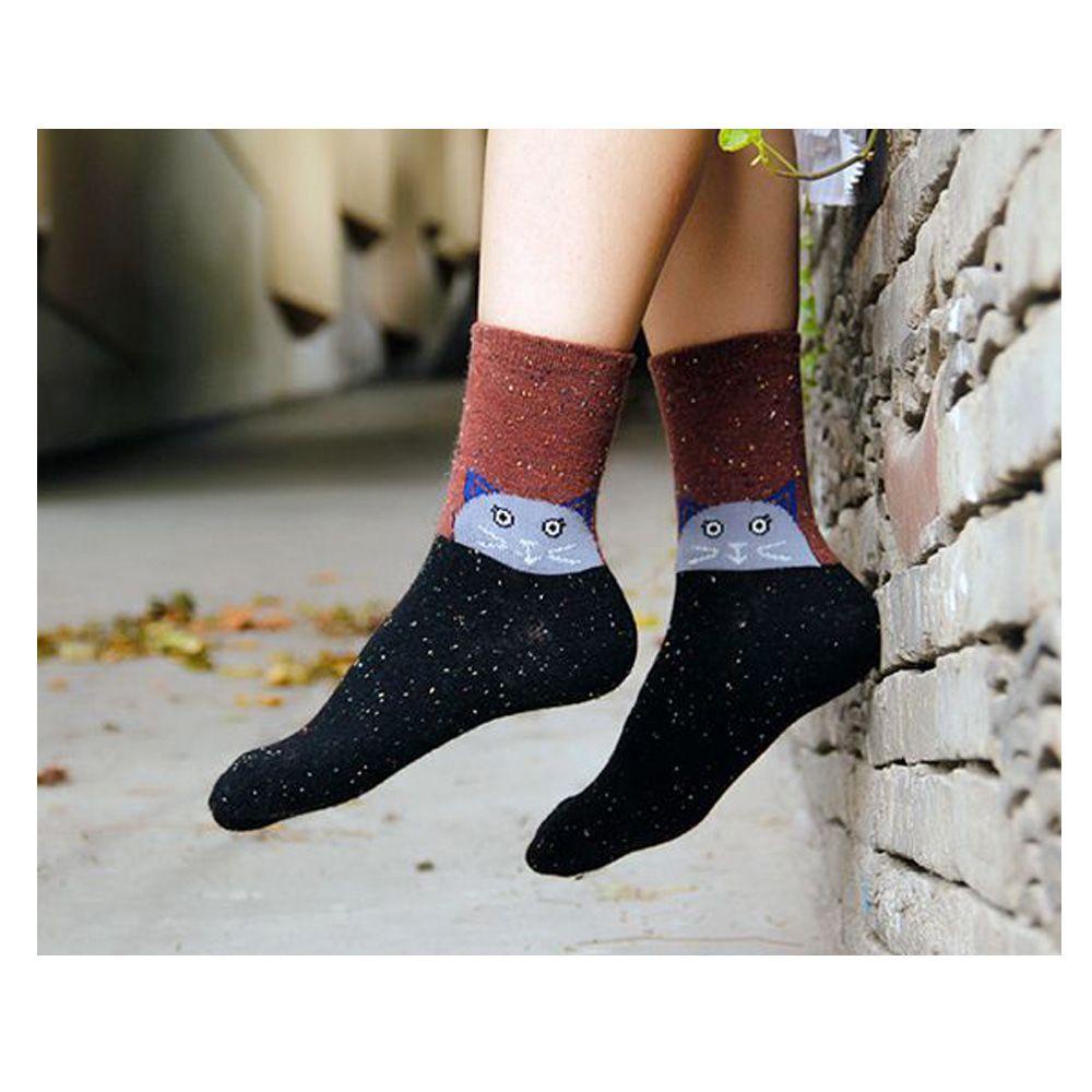 1 Đôi Tất Len Cotton Dày In Hoạt Hình Đáng Yêu Dành Cho Nữ