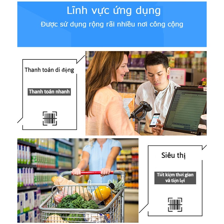 Máy quét mã vạch YHD 1100DB 2D, QRcode kết nối Bluetooth/ 2.4G