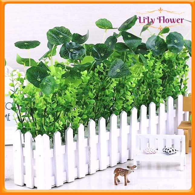 Giỏ Hoa Hàng Rào Dài 50Cm Hoa Giả Trang Trí Kệ Tủ Ban Công Quán Cafe LL-07