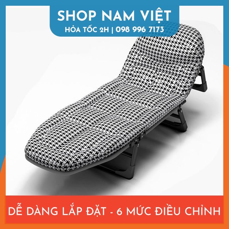 Giường Xếp 3 Chân Cho Văn Phòng, Du Lịch, 6 Mức Điều Chỉnh, Kèm Nệm