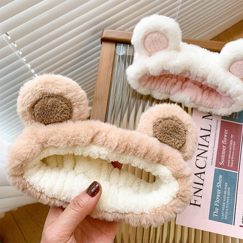 Băng Đô Cài Tóc Ba Chiều Hình Gấu Nhồi Bông Dễ Thương Dùng Rửa Mặt Đặc Biệt