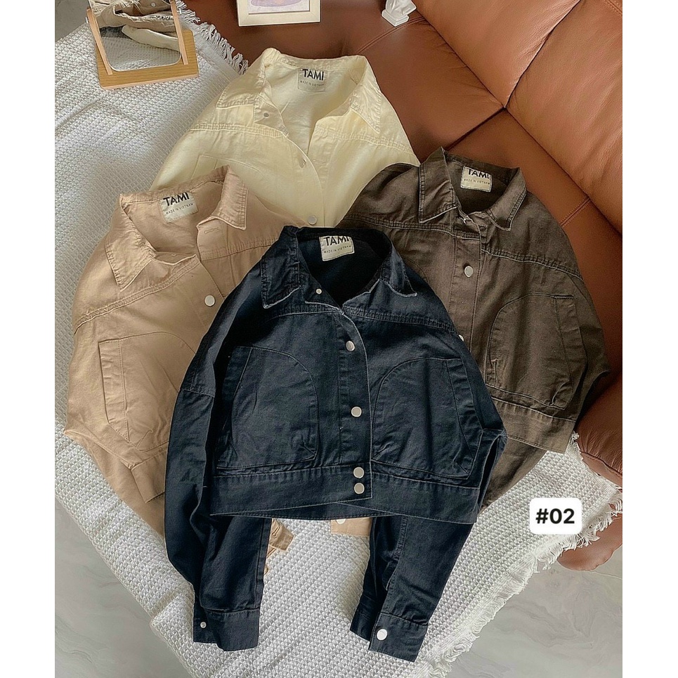 Áo khoác kaki nữ form tay rộng kiểu áo khoác croptop túi kiểu Freesize Nhiều Màu