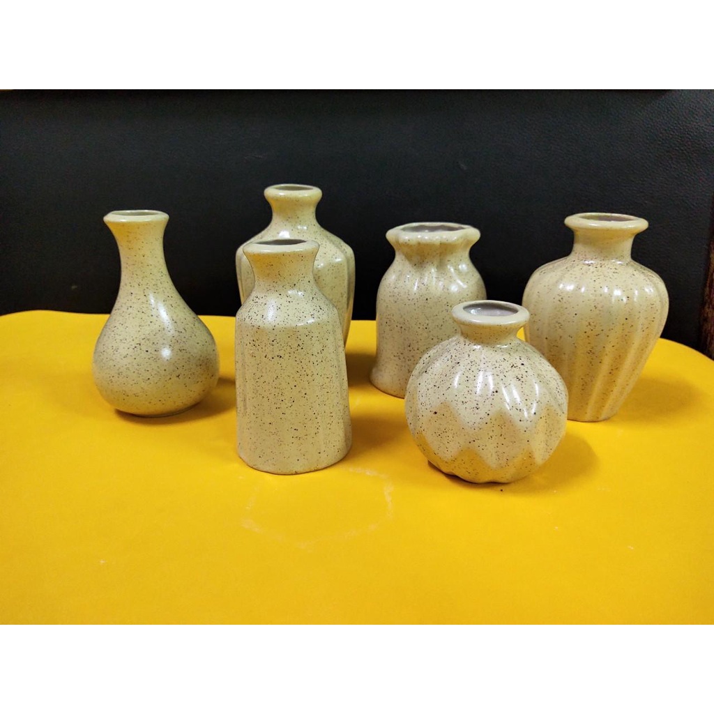 Lọ hoa, Bình hoa mini gốm sứ Bát Tràng men màu vàngtrang trí nhà cửa cực xinh