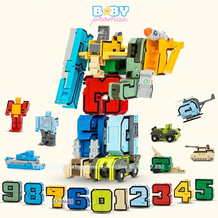 Bộ chữ ABCD và số biến hình thông minh từ 0-9 lắp ghép thành robot kích thước lớn cho bé vừa học vừa chơi