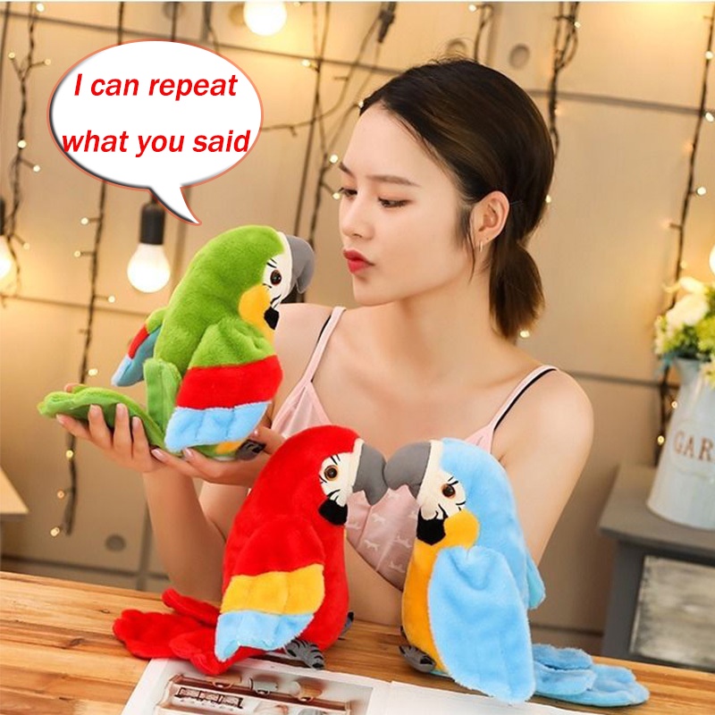 Đồ Chơi Chú Vẹt Nhồi Bông Biết Nói Dễ Thương Đa Năng