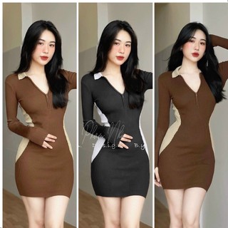 Đầm body phối eo dây kéo