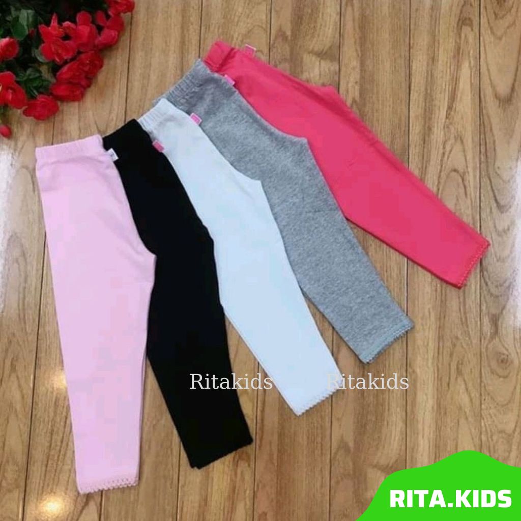 Quần legging dài bé gái thun cotton xuất siêu dày dặn co giãn loại 1 (22-40kg)