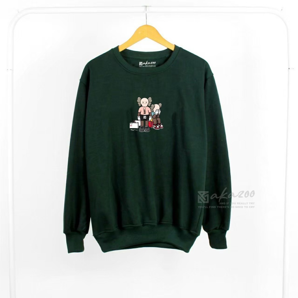 Akazoo Áo sweater Cổ Thuyền Màu Xanh Lá Cây b Clazoo mimin crewneck oversize Guy oblong Phong Cách Hàn Quốc Đơn Giản Mới Nhất Cho Nam Áo Sweater Cổ Cao In Hình Anh Hùng jepan Phong Cách Mới Nhất Cho Nam