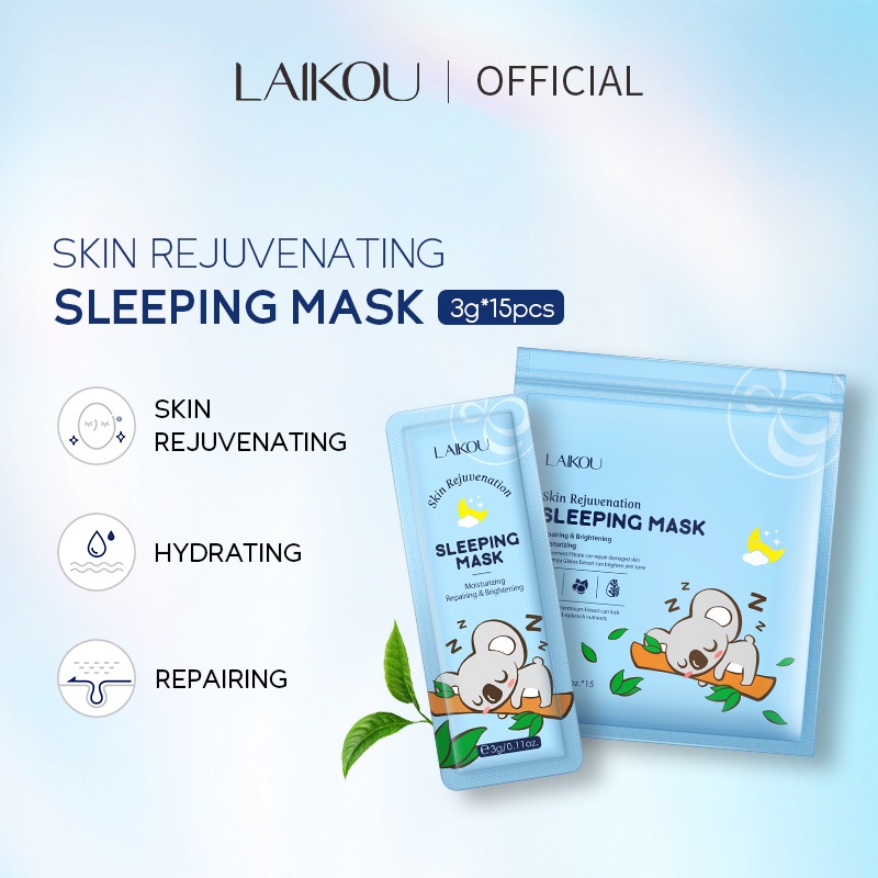 Bộ 15 mặt nạ ngủ LAIKOU trẻ hóa dưỡng ẩm sửa chữa làm sáng da 3ml