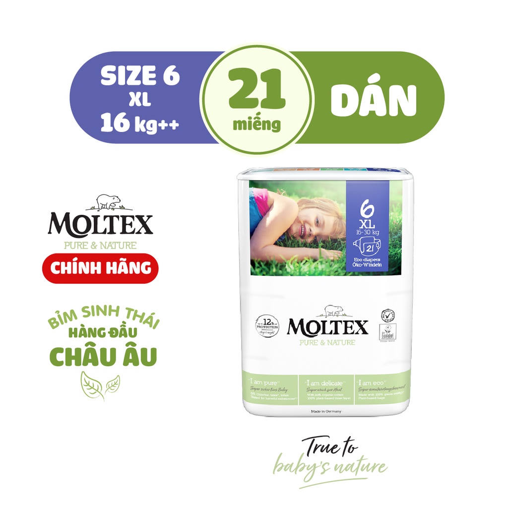 Bỉm/Tã dán Moltex XL Size 16-30kg 21 miếng