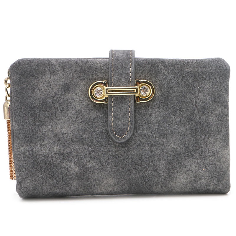 Ví Da Blala Nubuck Đính Kim Cương Giả Và Tua Rua Nhỏ