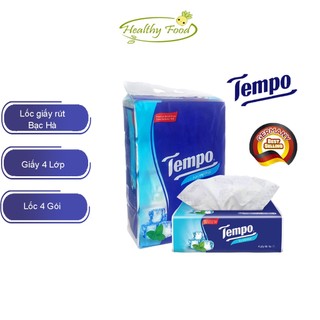 Lốc 4 Gói Khăn Giấy Rút Hương Bạc Hà (Giấy 4 Lớp) TEMPO - 90 Tờ/ Gói
