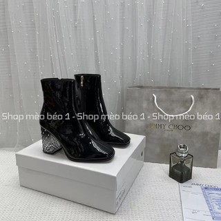 Bốt boot jc da bóng mũi vuông gót trụ pha màu fullbox