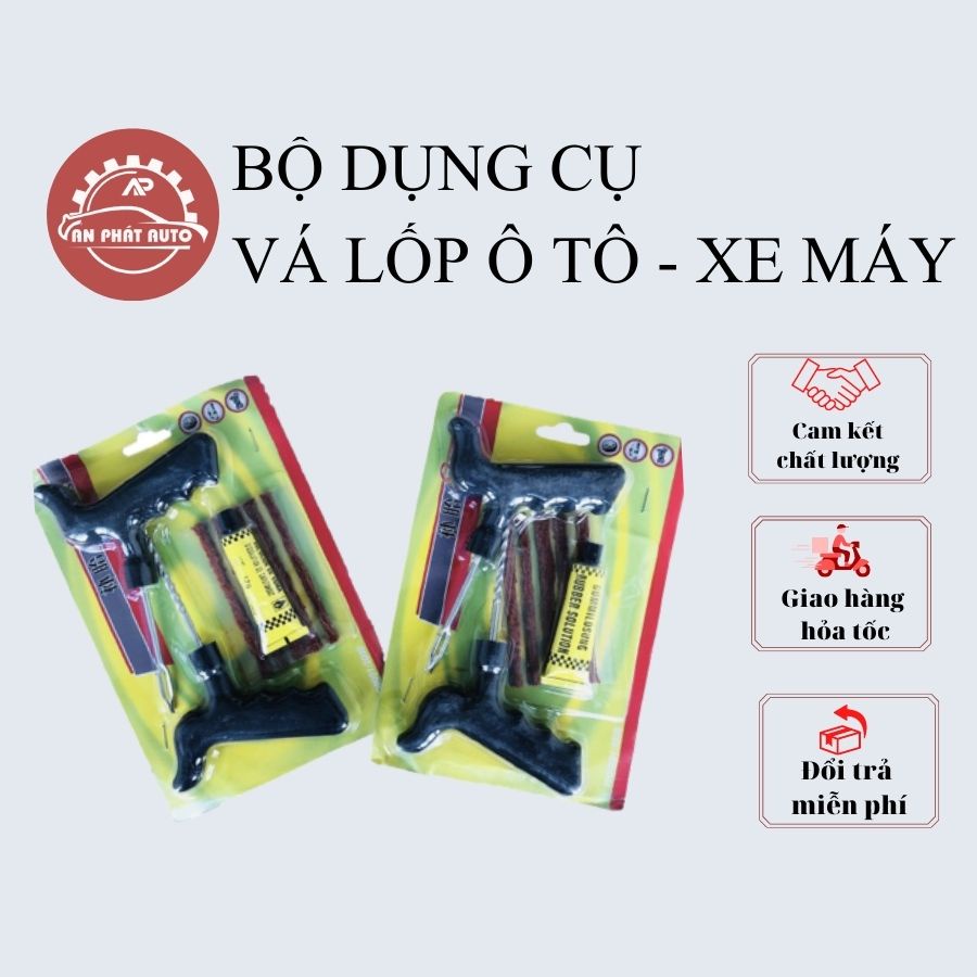 Bộ Dụng Cụ Vá Lốp (Vỏ) Không Săm, 08 Chi Tiết Cho Cả Xe Hơi (Ô Tô) & Xe Máy [Hàng Loại Tốt]