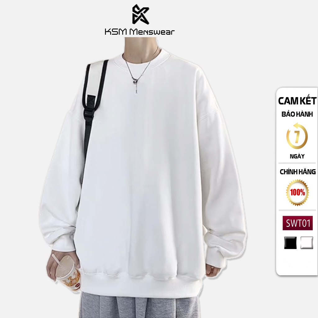 Áo Sweater Nam, Nữ KSM Store Tay Dài Vải Nỉ Trơn Co Dãn 4 chiều Đẹp SWT01