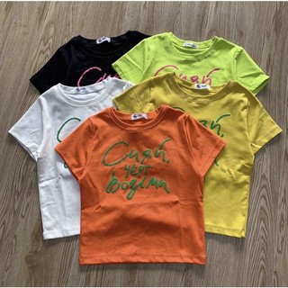 Áo thun ôm croptop chữ in