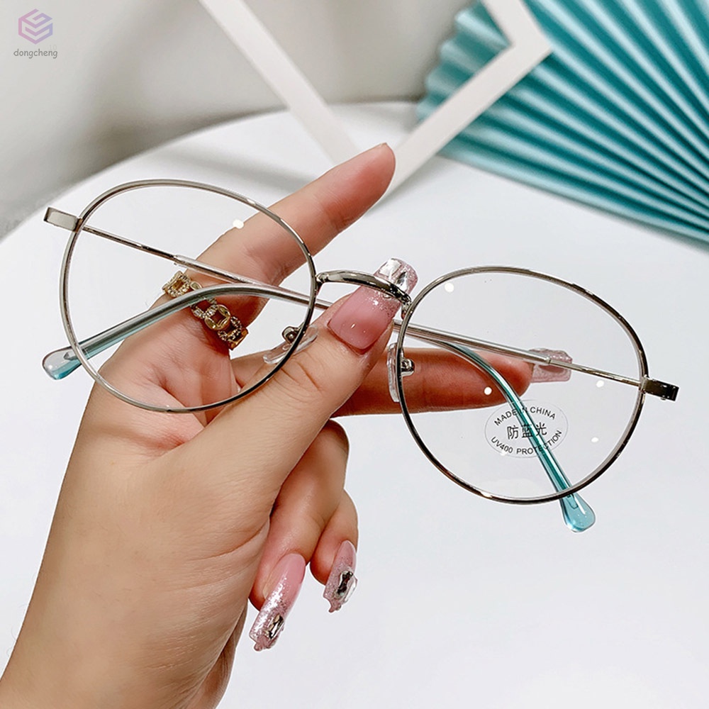 Mắt Kính Gọng Kim Loại Tròng Trong Suốt Chống Mệt Mỏi Cho Nam Nữ